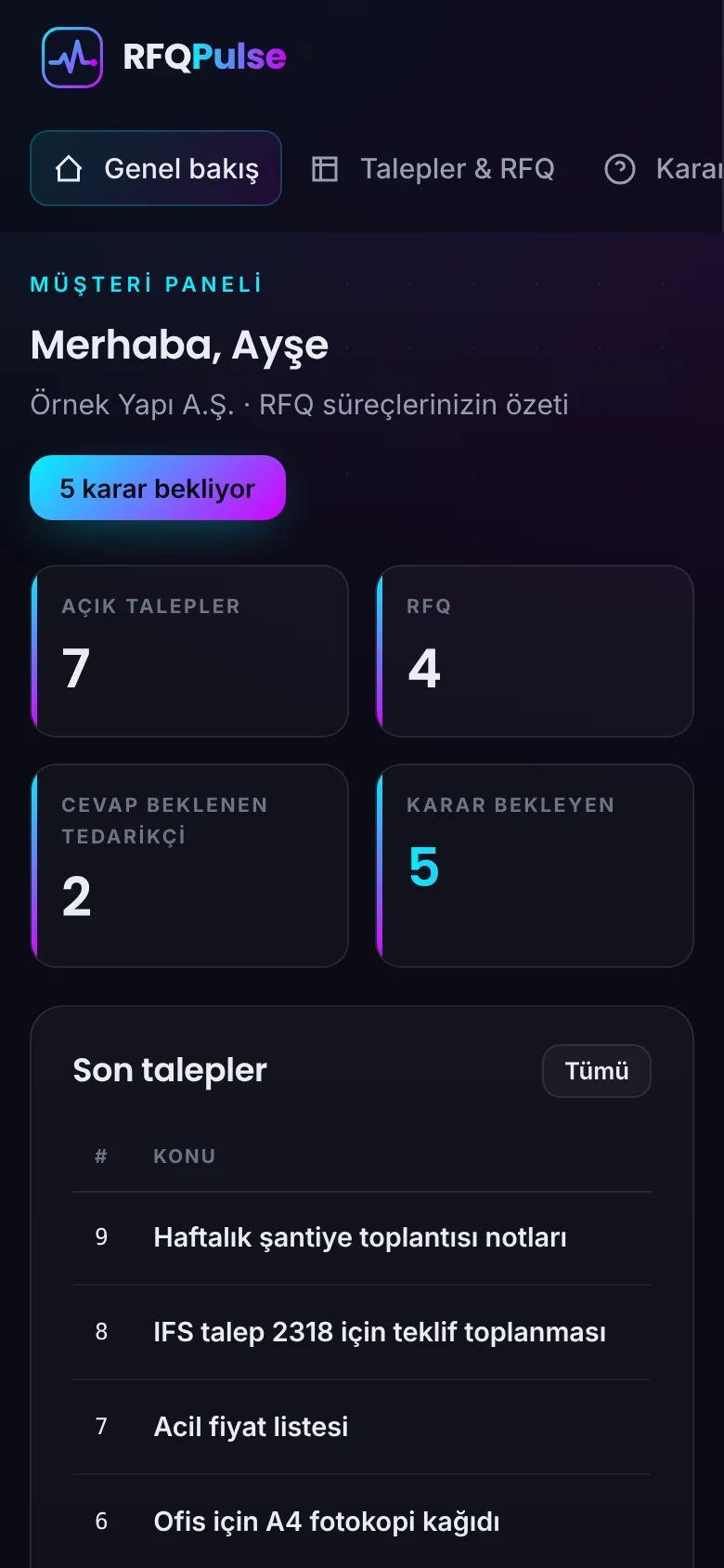 Mobil genel bakış